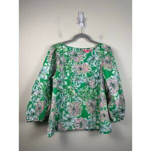 NWT Lilly Pulitzer Barbara Cotton Blouse Puff Sleeve Size 10 Spearmint